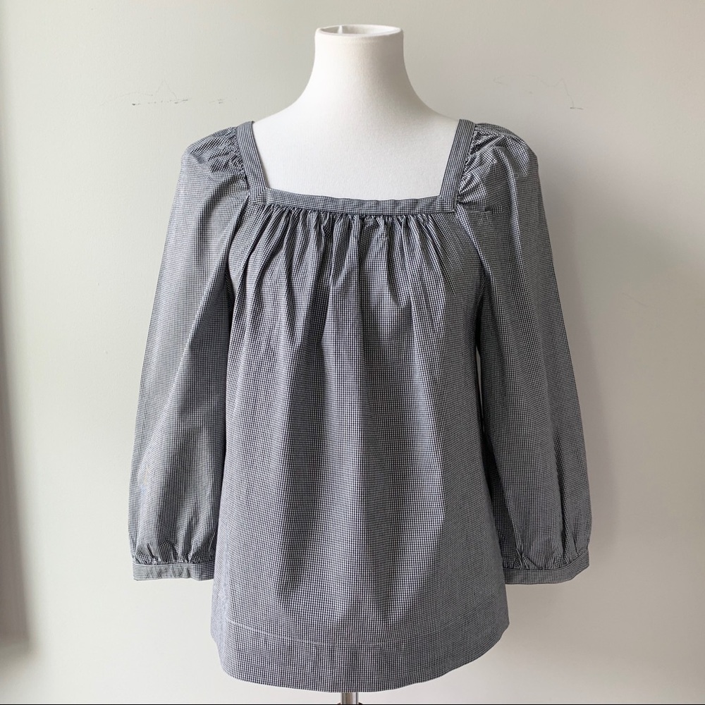 J. Crew Gingham Black and White Top Size Small